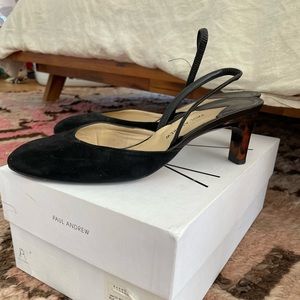 Paul Andrew black suede sling backs